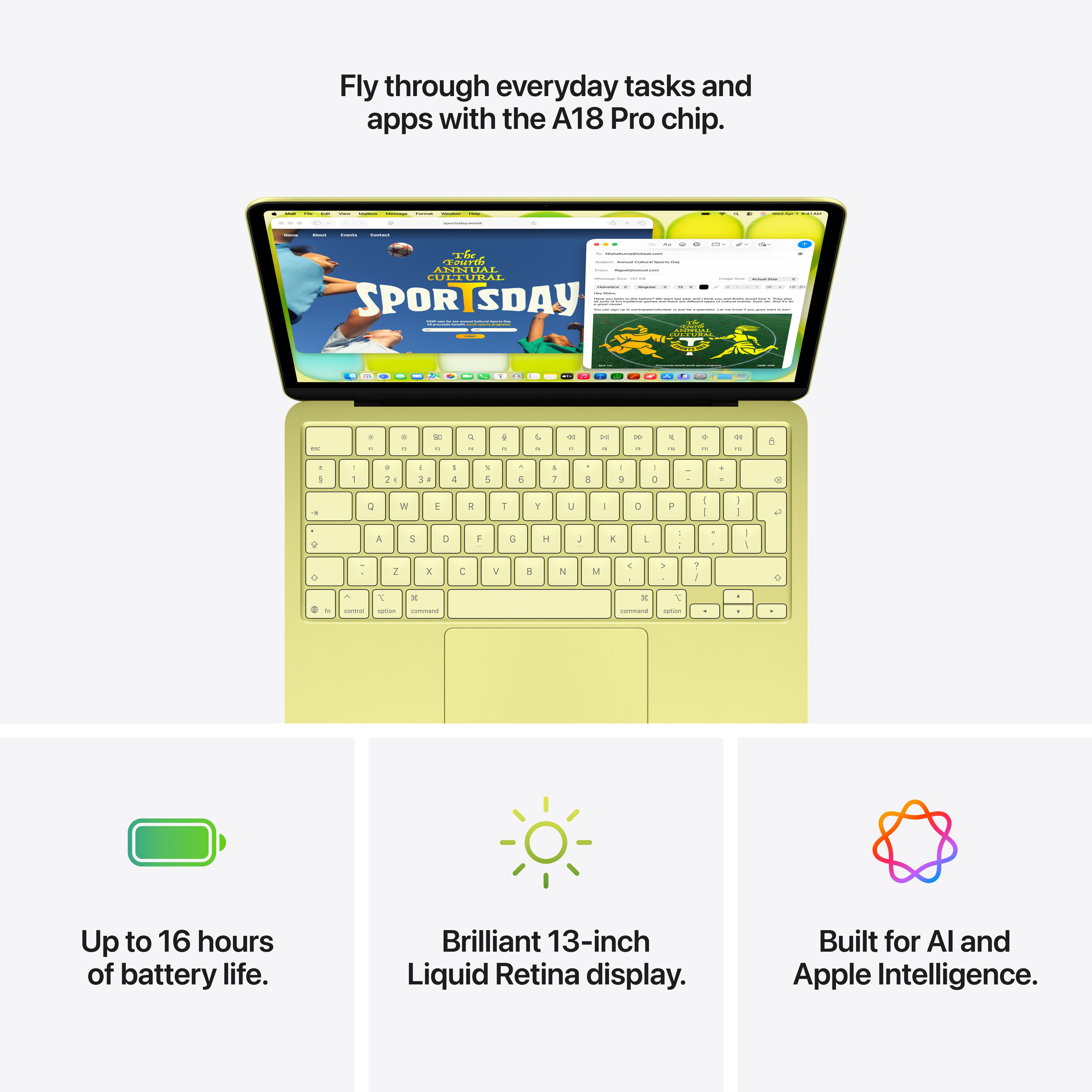 MacBook Neo 13" A18 Pro 6-Core CPU 5-Core GPU 8GB 256GB - Citrus image 9
